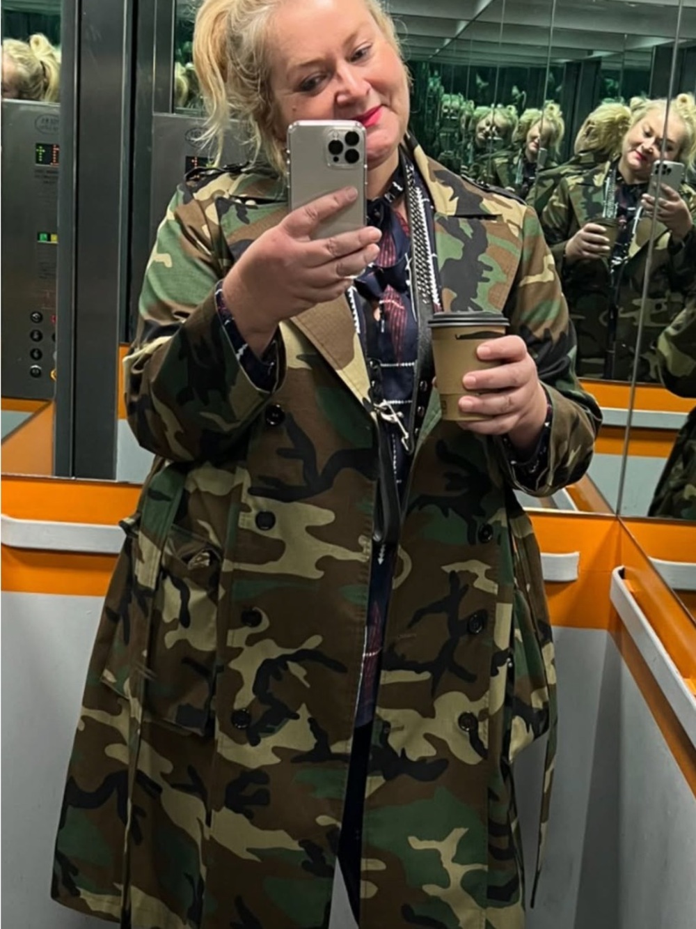 Anna Scholz Women's Camo Trench Coat in Green and Brown